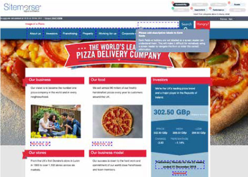 A screenshot of the Domino's US Business site.