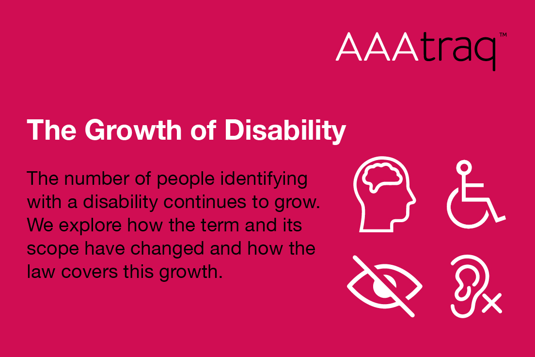 Disability icons. The Growth of Disability The number of people identifying with a disability continues to grow. We explore how the term and its scope have changed and how the law covers this growth.
