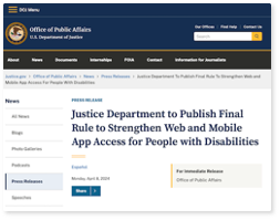 DOJ ADA Rulings for website accessibility