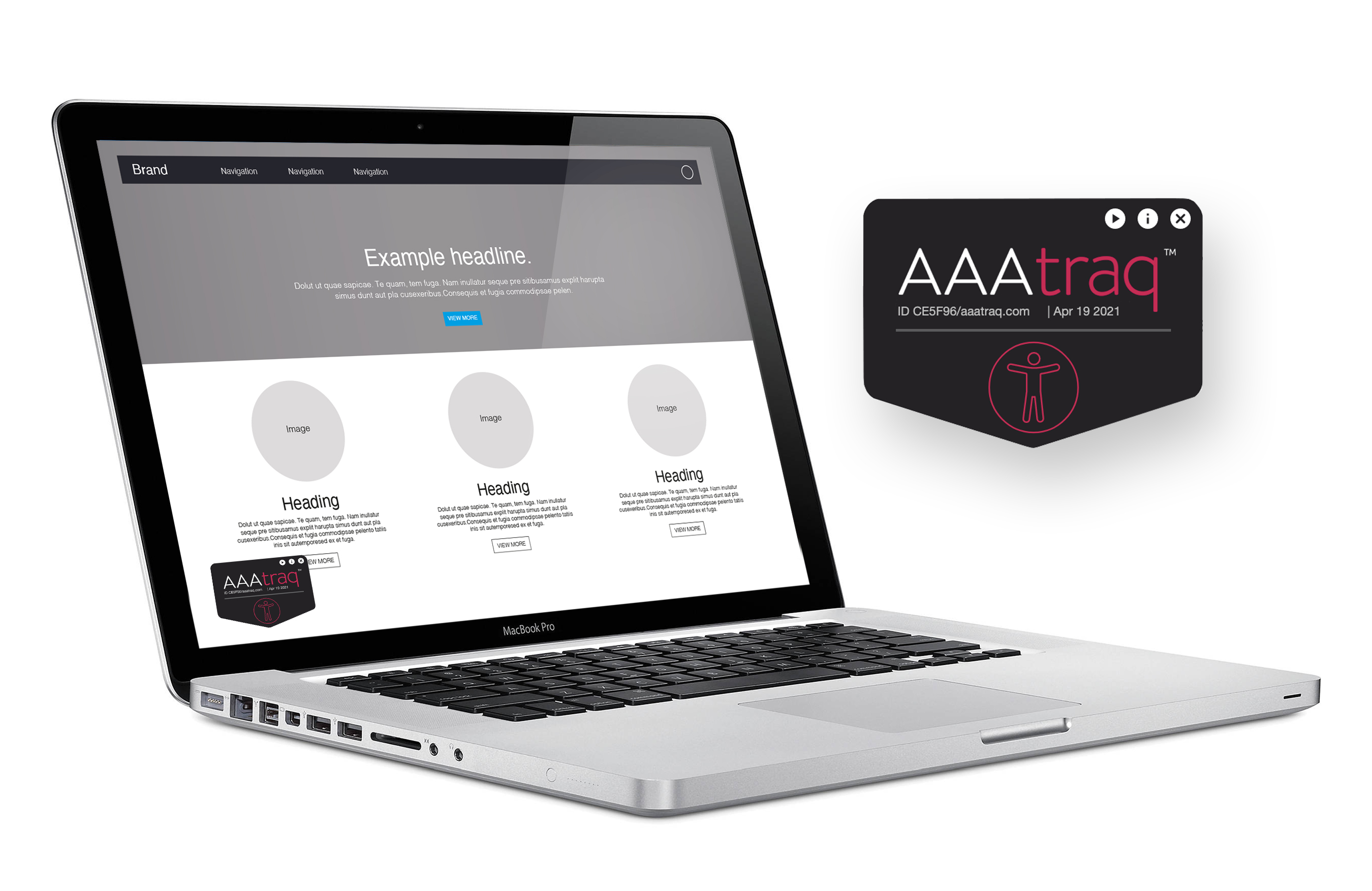 Laptop computer showing a web page open and the AAAtraq shield.